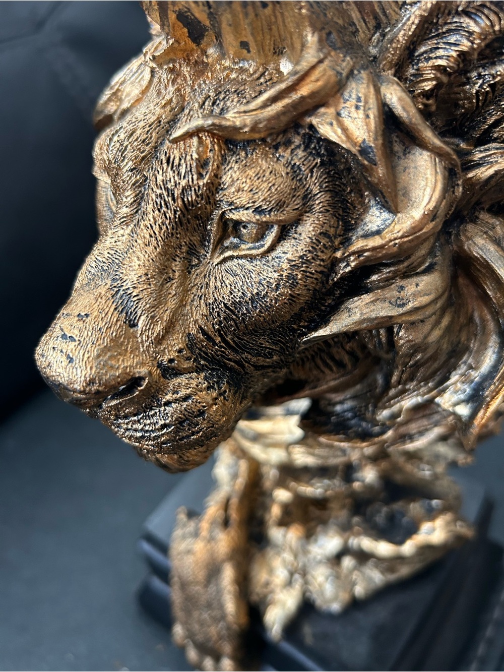 Sandstone Lion Antique Gold King Of Beasts Sculpture